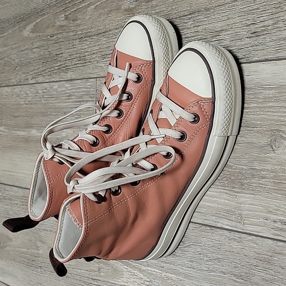 Converse 6.5 Chuck Taylor All Star High Top Lift Tonal Leather Terra Blush Pink - Picture 1 of 10